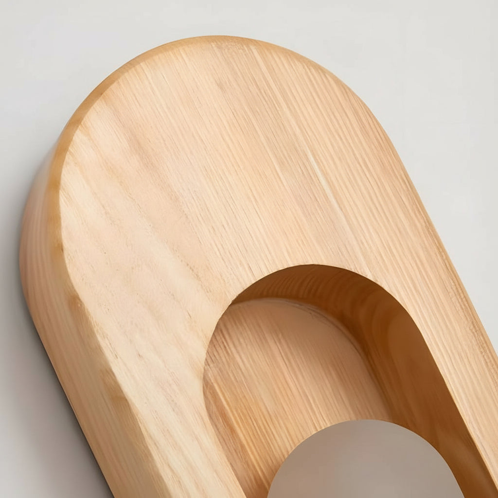 LED Wall Sconce Light – Modern Minimalist Oval Wood Nordic Walnut (20x10cm / 7.9x3.9in) | Kalsten