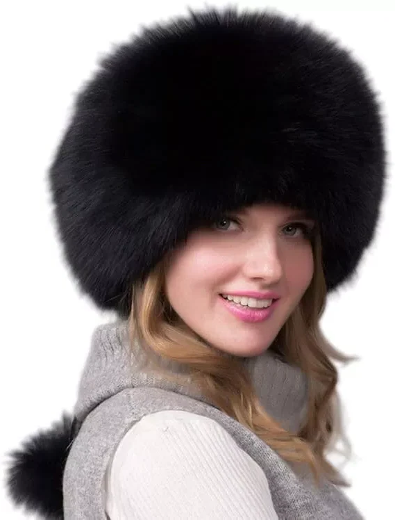 Kalsten | 100% Natural Fox Fur Hat Women Cap Thick Fur Cap Winter Warm Hat Female Fashion For Women Hat With Earmuffs Hat