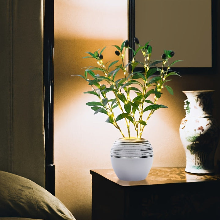 LumiTak – Elegant Olive Branch LED Table Lamp Kalsten