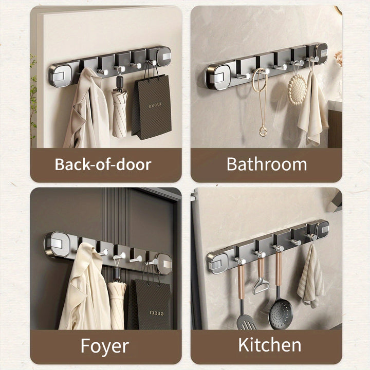Wall Hook Panel Without Drilling – OrganizePlus Hidden 5-Hook Rack | Kalsten