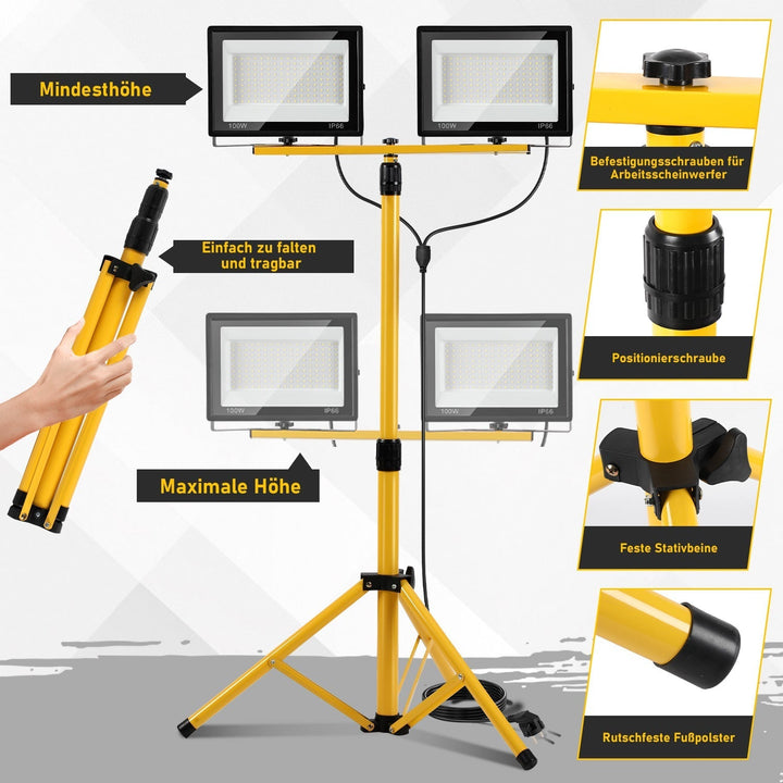 LED Construction Spotlight 2 x 50W/100W/200W with Tripod Adjustable | Kalsten