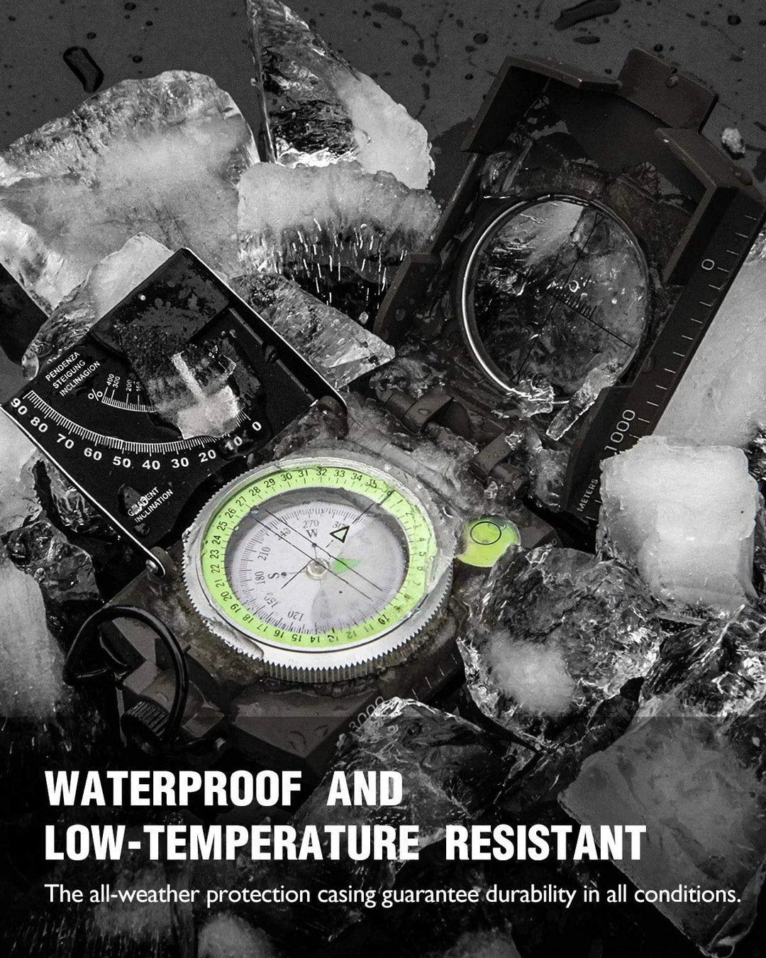 Kalsten | Military Compass | Waterproof Aluminum Alloy | Clinometer & Sighting Lens | Survival, Camping & Hiking