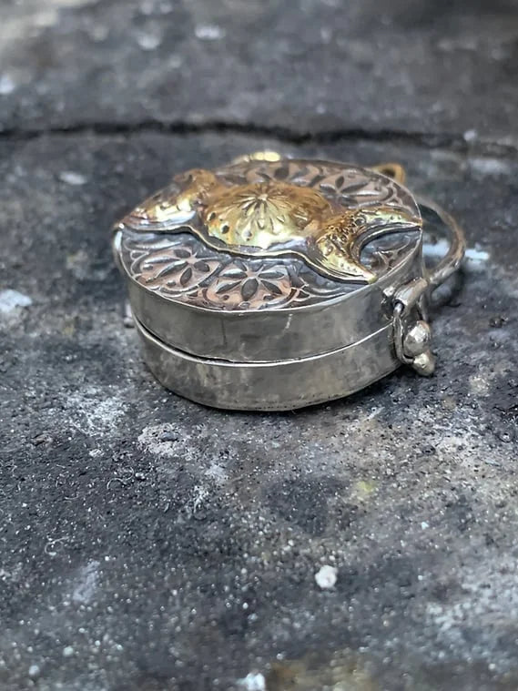 Kalsten | Silver Locket Necklace | Triple Moon & Tree of Life | Keepsake with Quartz Crystal