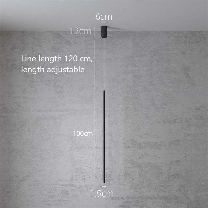Slim Black Metal Pendant Bedroom Lamp Kalsten