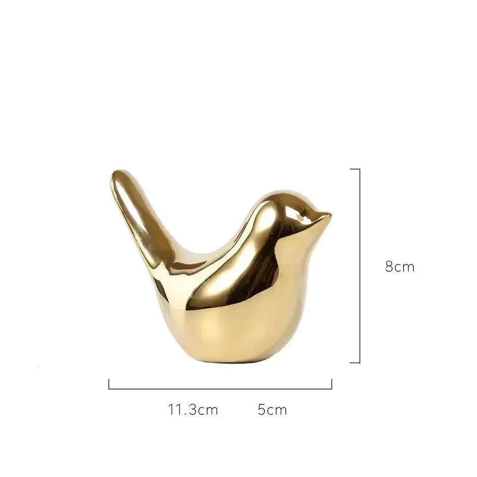 Kalsten | Nordic Golden Ceramic Bird Decoration for Modern Home Decor