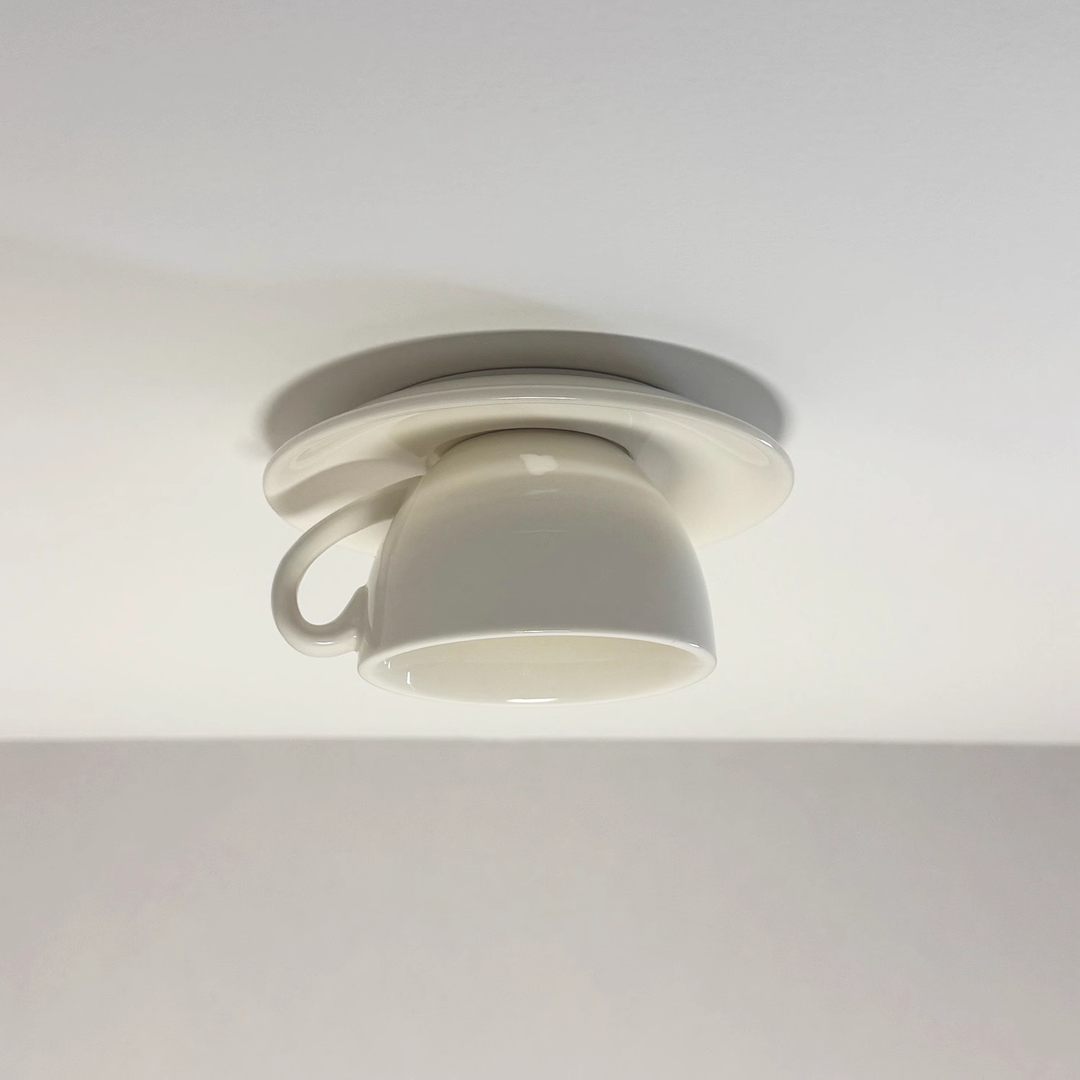 Ceiling Light Ceramic Coffee Cup Shape Indoor Bedroom Living Room Decorative Flush Mount LED Fixture | Kalsten