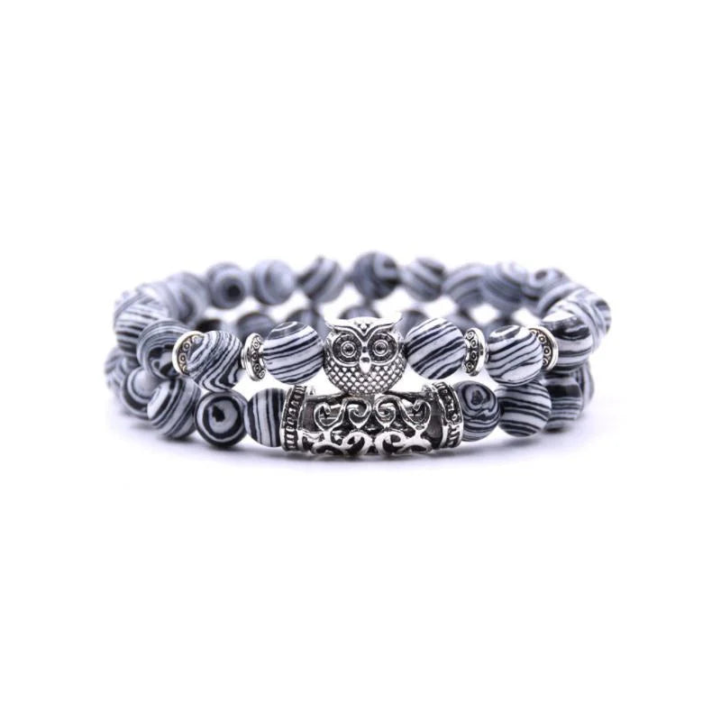Skanto | Owl Charm Natural Stone Bracelet