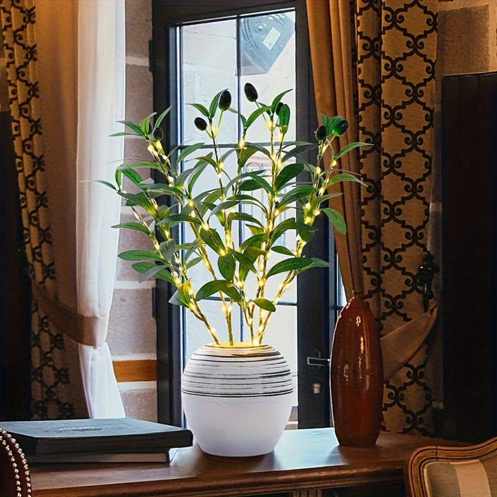 LumiTak – Elegant Olive Branch LED Table Lamp Kalsten