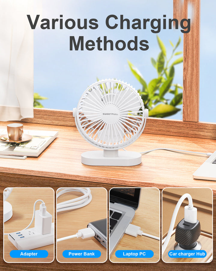 6.5 Inch USB Small Desk Fan for Home Office Car Outdoor Travel | Kalsten
