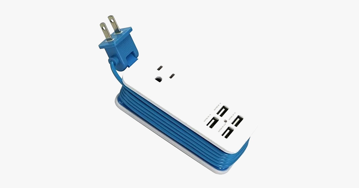 BowLift | Portable charging station with 4 USB ports - Universal socket & 1.5 m long cable - Best for travel