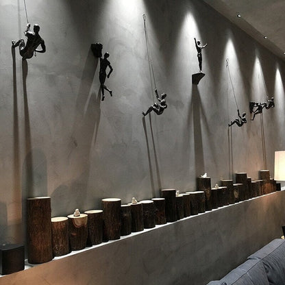 BowLift | Wall Climbing Man Sculpture | Modern Resin Wall Art Decor | Creative Hanging Statue