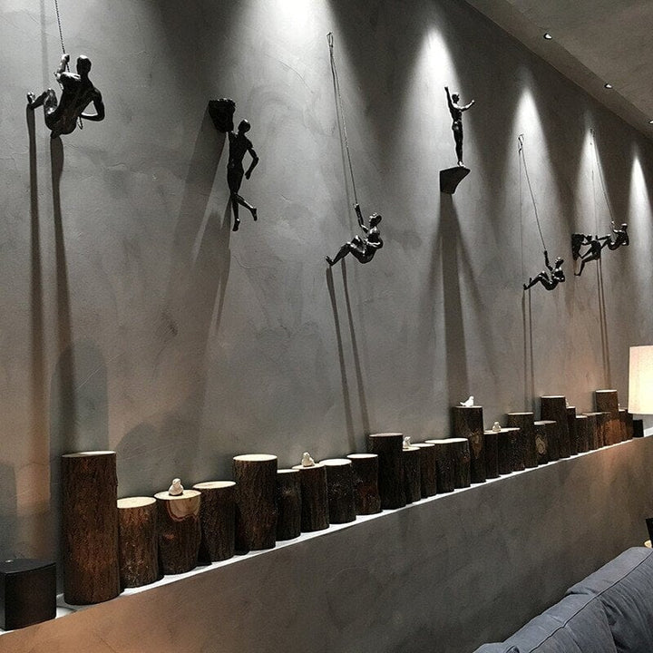 Kalsten | Wall Climbing Man Sculpture | Modern Resin Wall Art Decor | Creative Hanging Statue