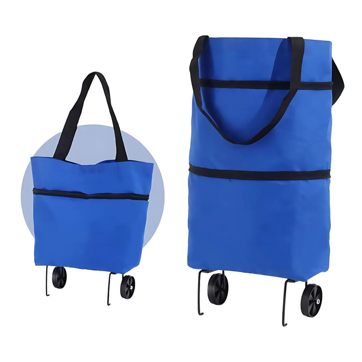 Foldable shopping trolley with expandable wheels | Kalsten