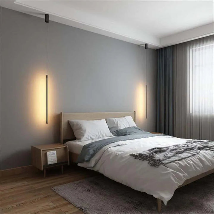 Slim Black Metal Pendant Bedroom Lamp Kalsten