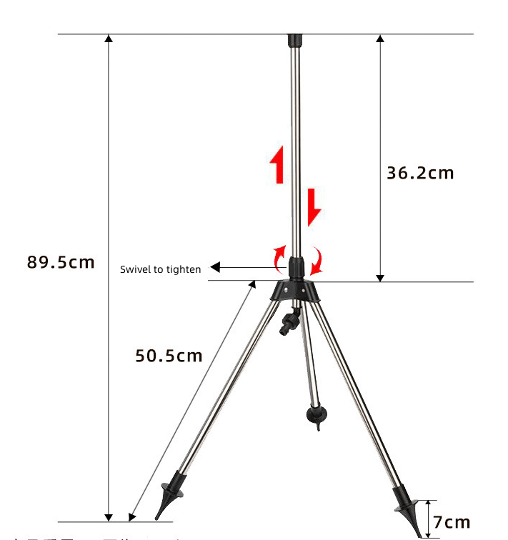 Kalsten | Adjustable 360° Garden Sprinkler on Tripod – Stainless Steel Height-Adjustable Lawn Irrigation System