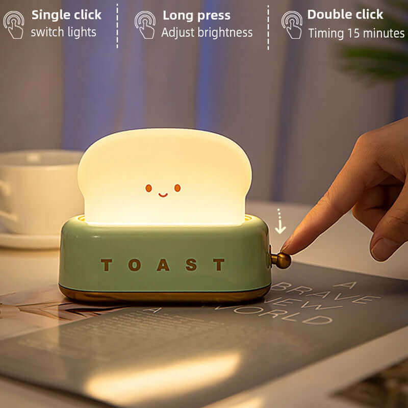 Creative LED Bread Maker Night Light USB Charging Dimming Toast Lamp Bedroom Children Timing Sleeping Lamps Funny Light | Kalsten