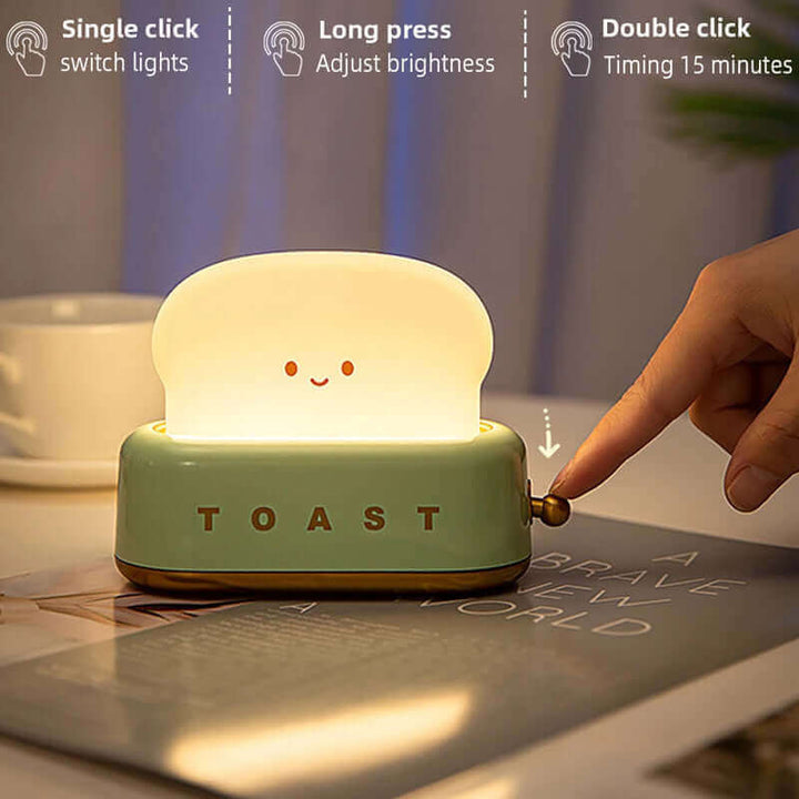 Creative LED Bread Maker Night Light USB Charging Dimming Toast Lamp Bedroom Children Timing Sleeping Lamps Funny Light | Kalsten