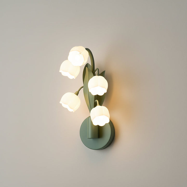 LED Wall Sconce Light – French Country Floral Bellflower Glass (33x18cm / 12.9x7in) | Kalsten