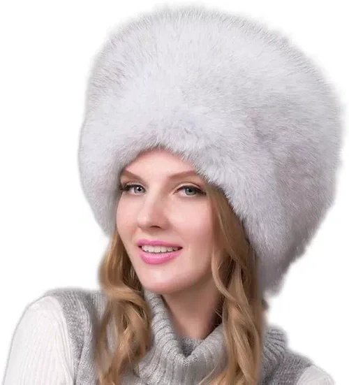 Kalsten | 100% Natural Fox Fur Hat Women Cap Thick Fur Cap Winter Warm Hat Female Fashion For Women Hat With Earmuffs Hat