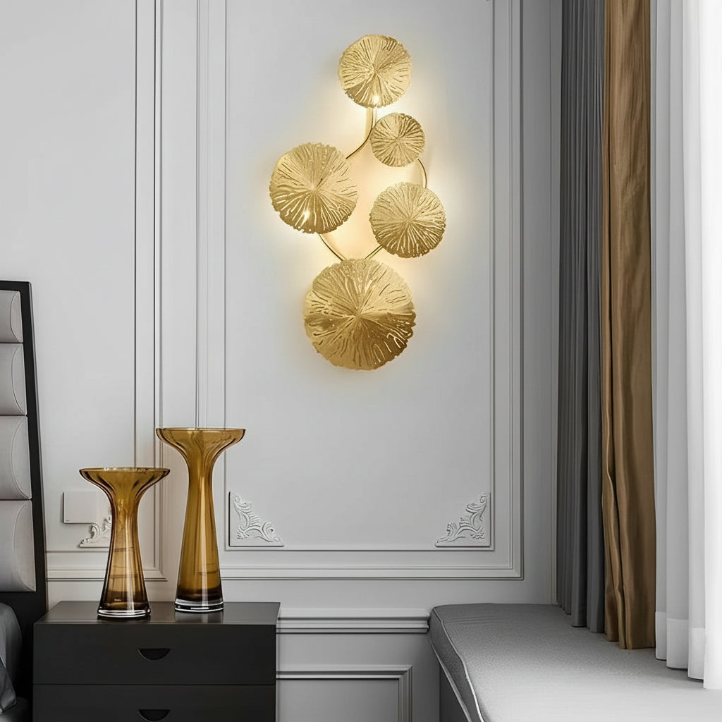 LED Wall Sconce Light – Modern Lotus Leaf Stainless Steel Gold (40-80cm H) | Kalsten