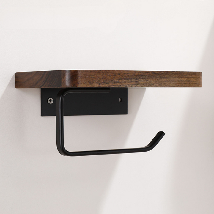 Elegant Wall-Mounted Toilet Paper Holder - made of Walnut and Stainless Steel Kalsten