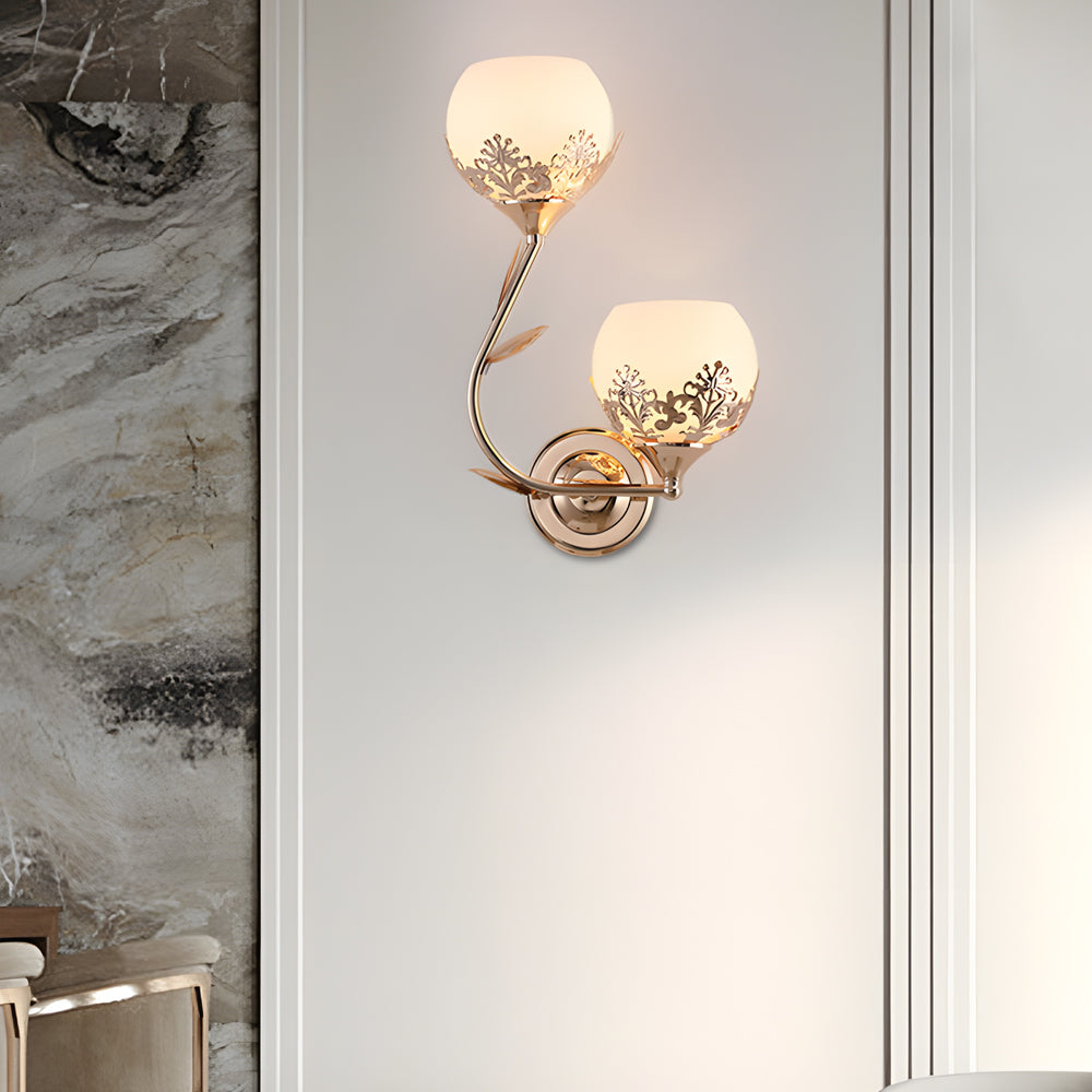 2-Light Glass Flower LED Simple European Style Wall Sconces Lighting | Kalsten