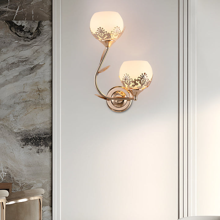 2-Light Glass Flower LED Simple European Style Wall Sconces Lighting | Kalsten