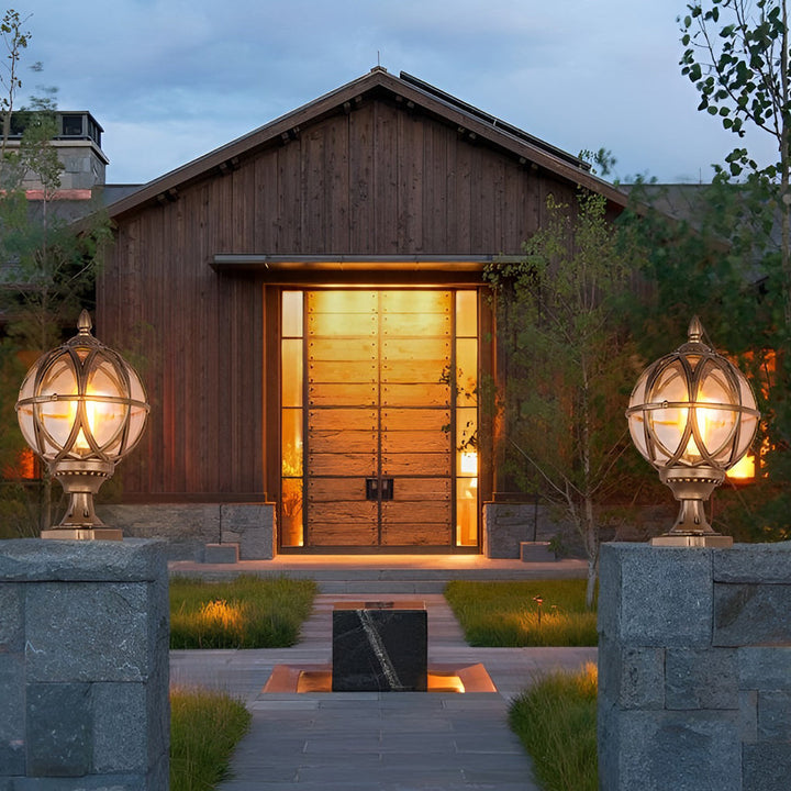 Round Glass E27 Waterproof European Style Outdoor Post Caps Lights | Kalsten