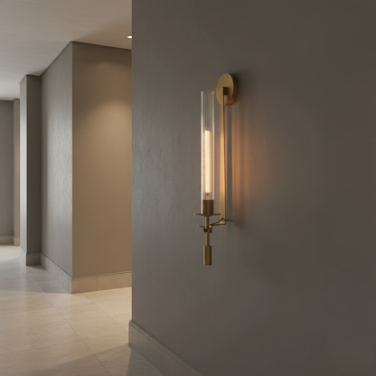 Clarion Fluted Glass & Iron Wall Sconce