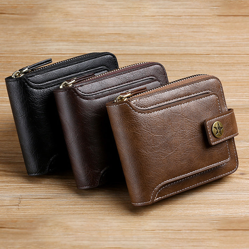 Skanto | Men's Ny Short Fashion Trend Multi-Card Horizontal Zipper Wallet