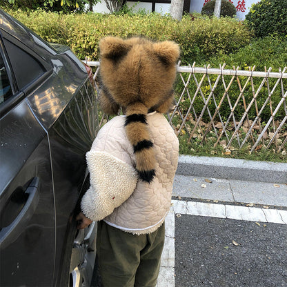BowLift | Cute Faux fur Raccoon Tail Parent-Child Plush Hat