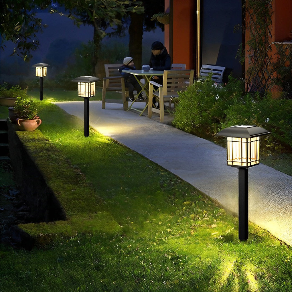 2PCS Vintage Square Waterproof LED Black Modern Solar Lawn Lights | Kalsten