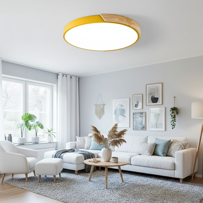 Splice Wood-Accent Dimmable Flush Mount