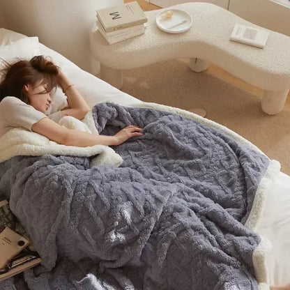 BowLift | Thick Lambswool Winter Fleece Blanket - LuxyCozy
