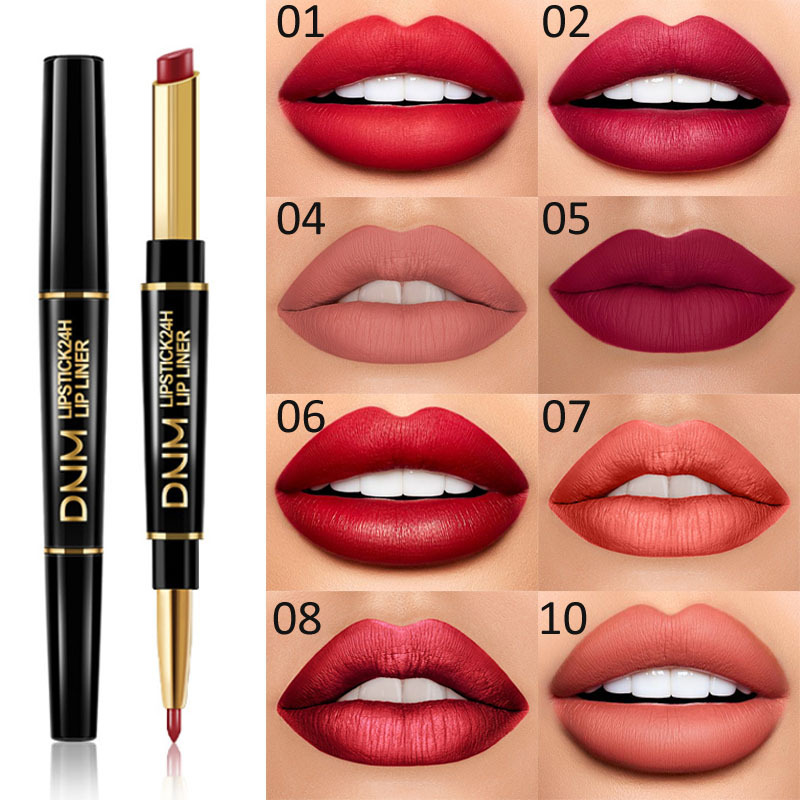 Karnz | 2-in-1 Dual Lipstick & Lip Liner | Matte Texture & Long-Lasting Finish | Highly Pigmented & Waterproof | 12 Shades for Precision Makeup