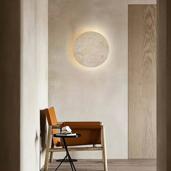 Stone-Effect Round Wall Light