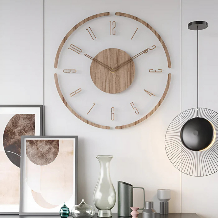 Silent Wall Clock WoodLight – Modern Clock with Acrylic Design for Living Room | Kalsten