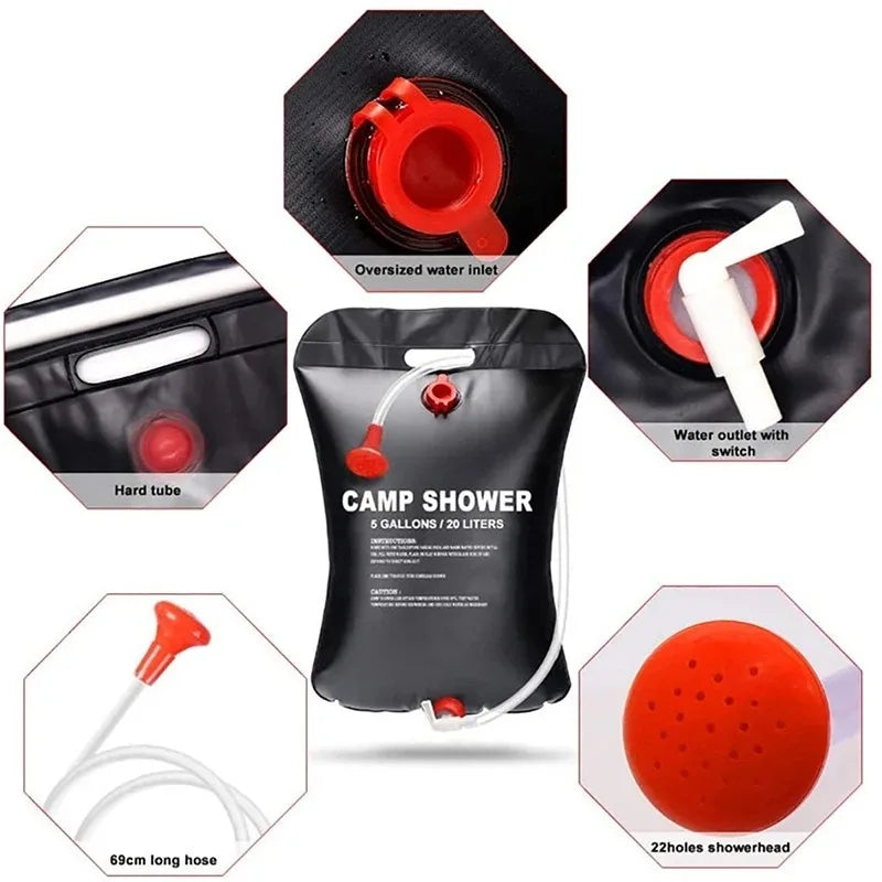 Portable Solar Heated Camping Shower Bag | Kalsten