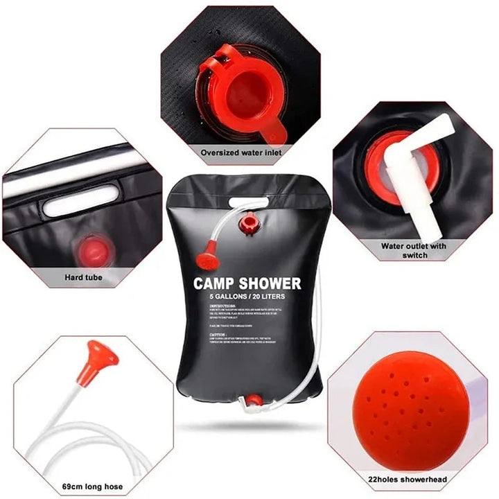 Portable Solar Heated Camping Shower Bag | Kalsten