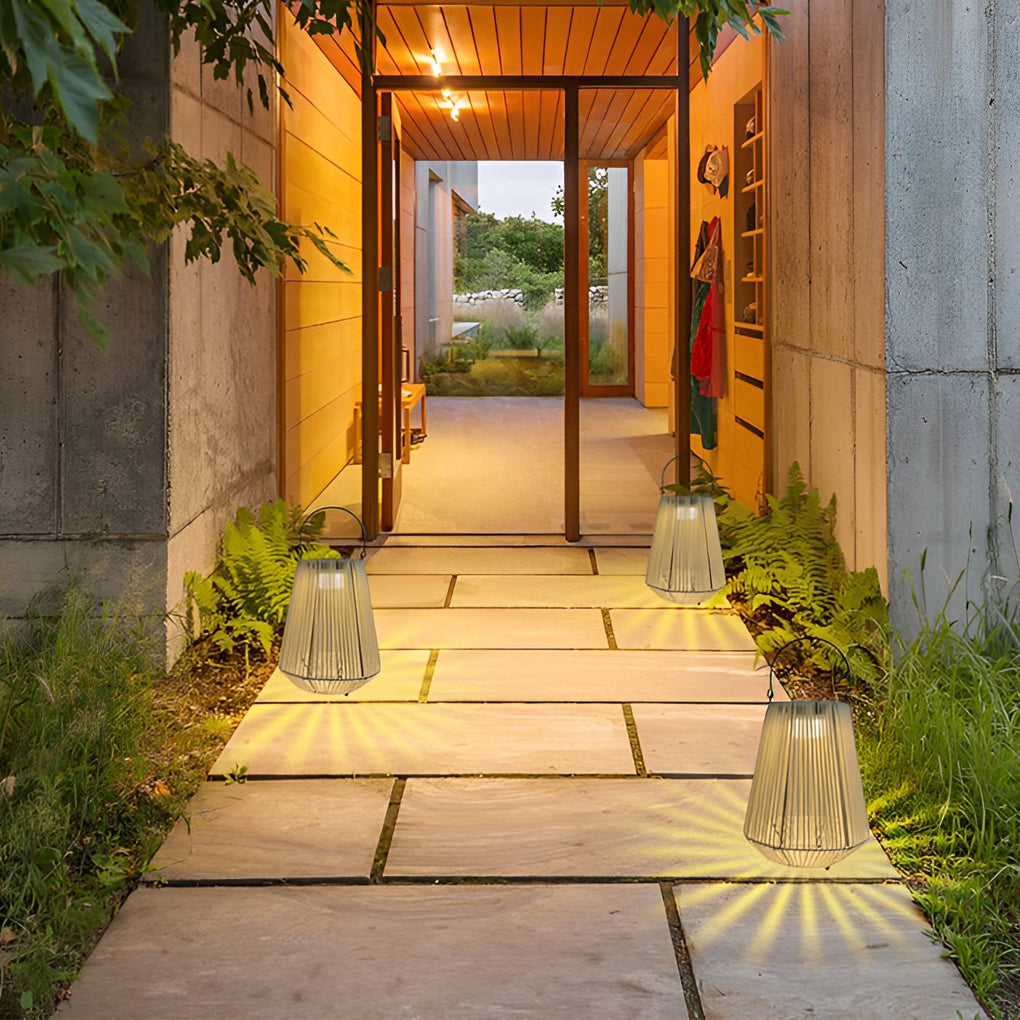 Portable Waterproof Handmade Rattan LED Modern Solar Outdoor Lanterns | Kalsten