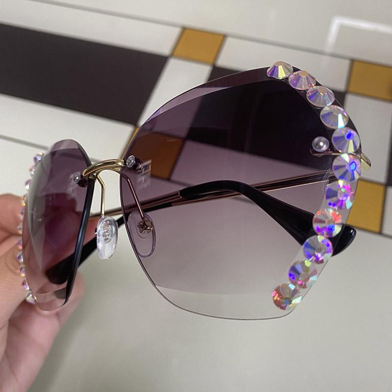 Rimless Sunglasses with Crystal | Kalsten