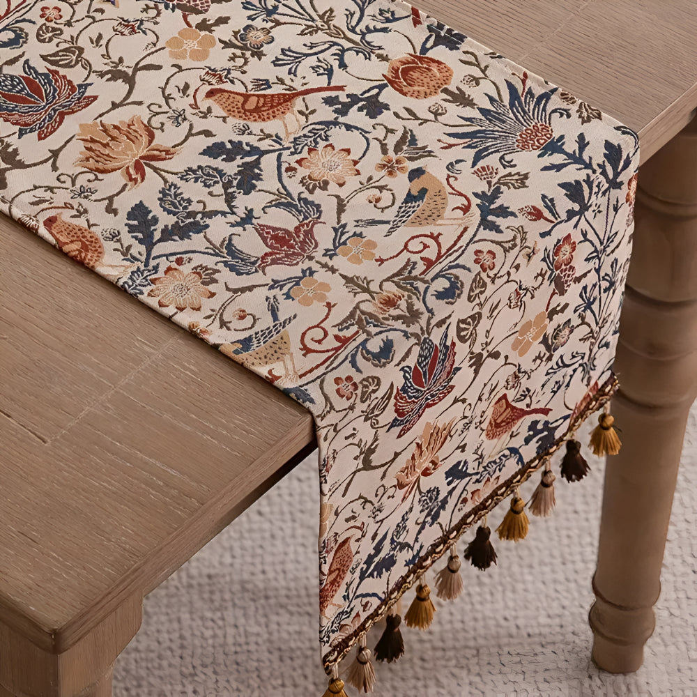 Kalsten | Vintage Floral & Bird Jacquard Table Runner