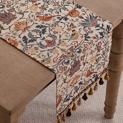 Kalsten | Vintage Floral & Bird Jacquard Table Runner