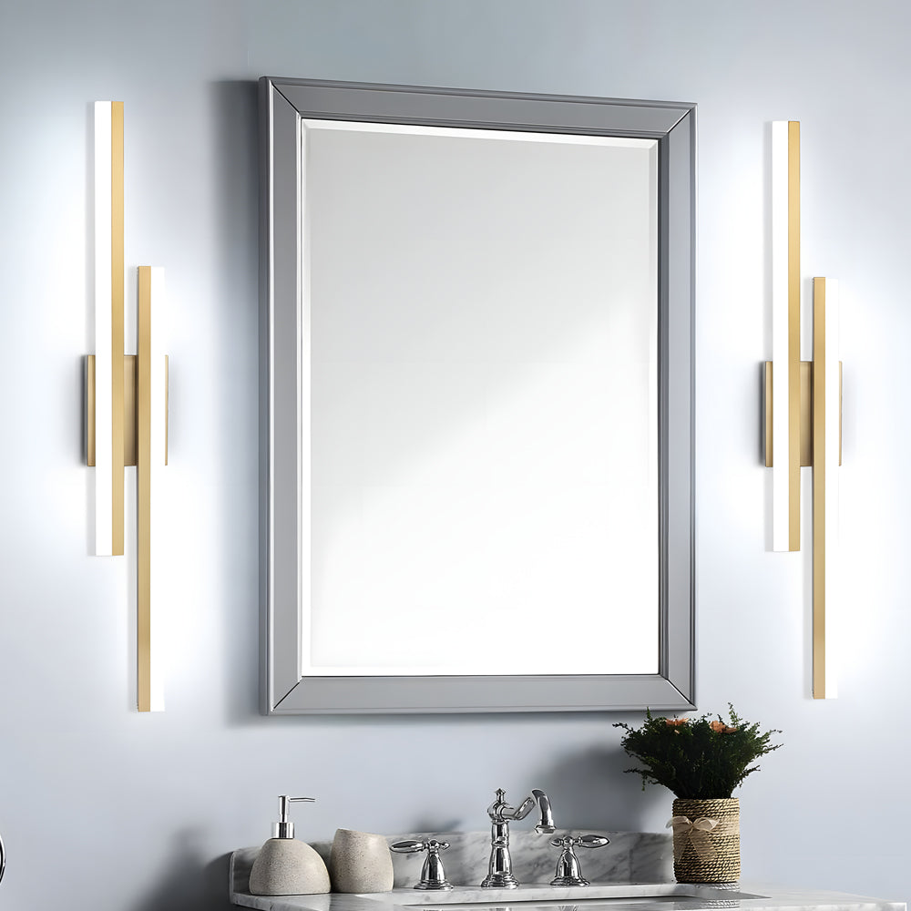 Modern 2-Light Linear LED Wall Lamp with 3-Step Dimming - Black/Gold Wall Sconce | Kalsten