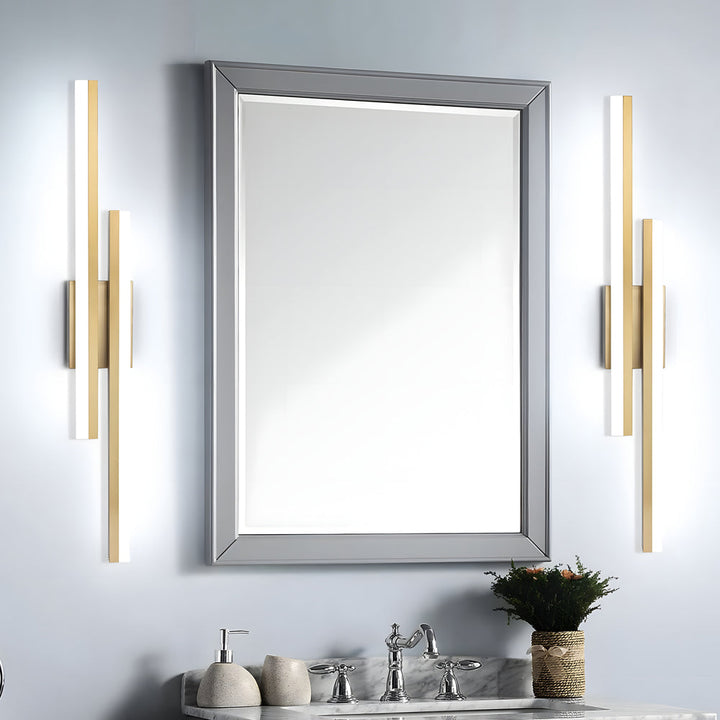Modern 2-Light Linear LED Wall Lamp with 3-Step Dimming - Black/Gold Wall Sconce | Kalsten