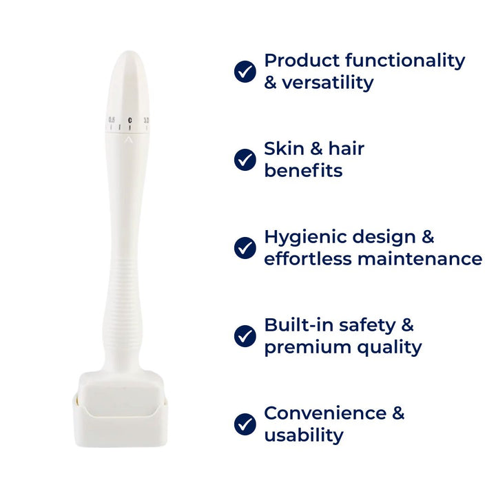 RevitaGlow | Microneedling Derma Stamp – Adjustable Depth – 140 Needles – Skin & Hair Rejuvenation Noxord