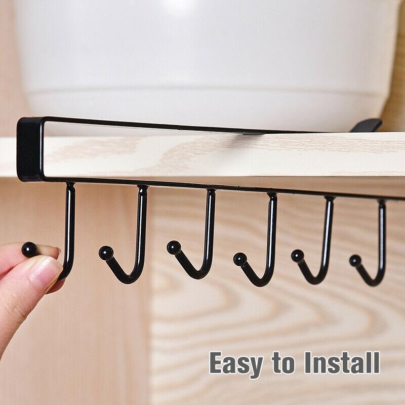 Kalsten | 6 Hooks Under-Cabinet Hanger Rack