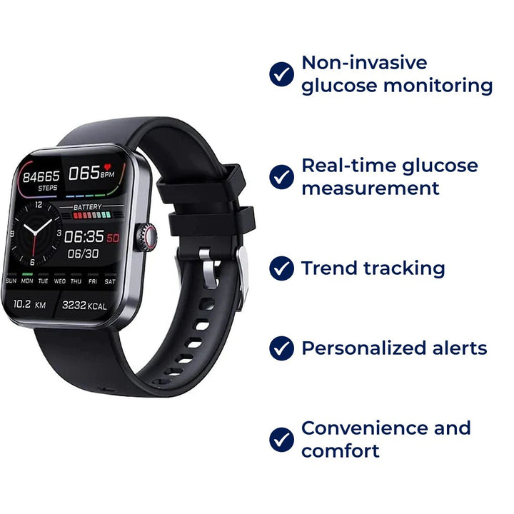 Glucowatch | Non-Invasive Blood Glucose Smartwatch – Real-Time Monitoring, Trend Tracking & Personalised Alerts Kalsten