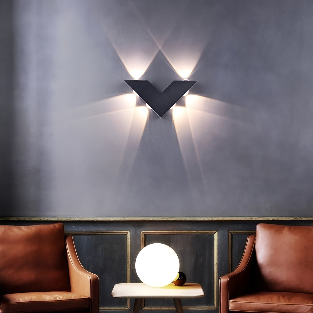 V-shaped Waterproof LED Black Modern Outdoor Wall Lamp Wall Washer Light | Kalsten