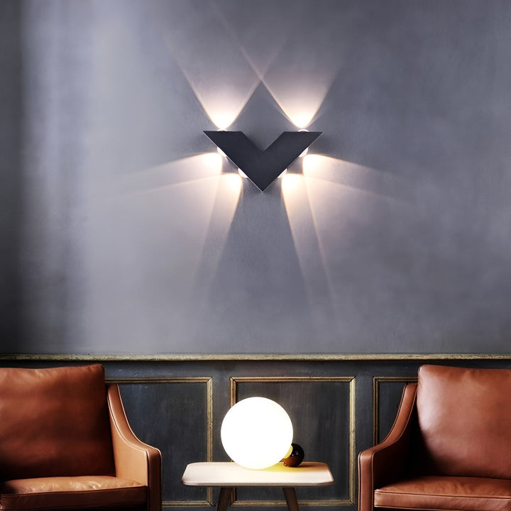 V-shaped Waterproof LED Black Modern Outdoor Wall Lamp Wall Washer Light | Kalsten